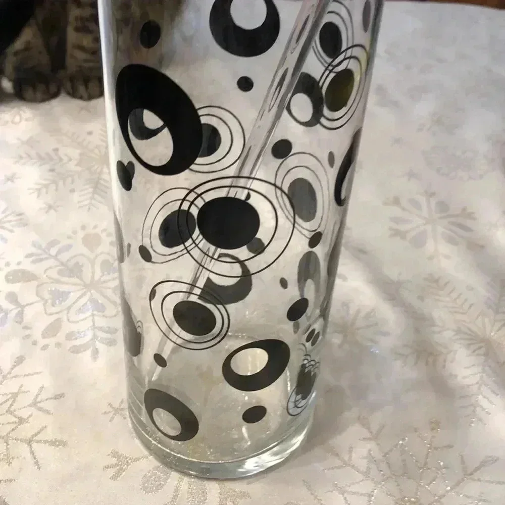 Vintage black circle martini pitcher. 9” tall